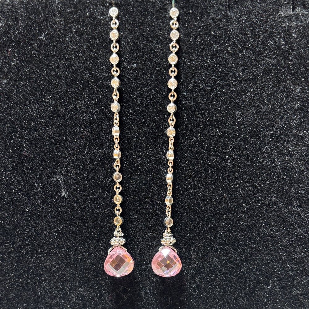 Elegant Pink and Gold Drop Earrings